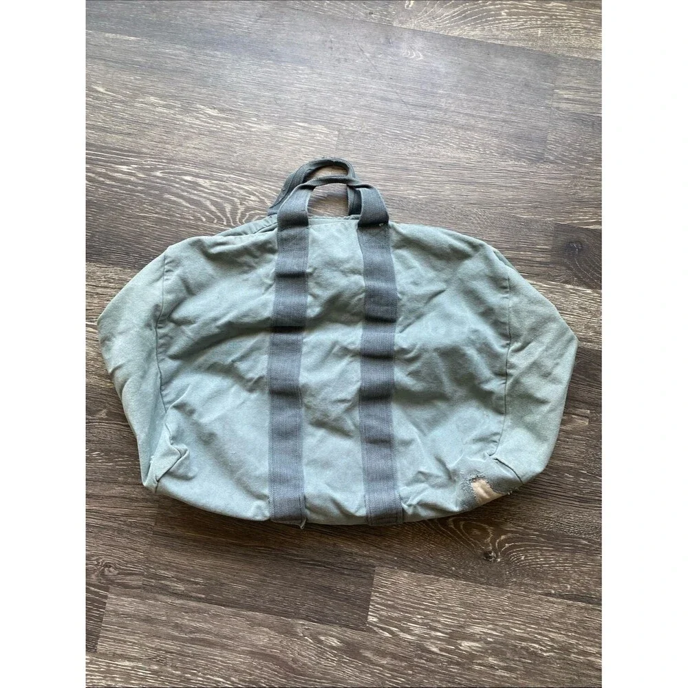 Vintage Military Duffel Bag / Kit Bag Olive Green Canvas Large Utility Carry Bag